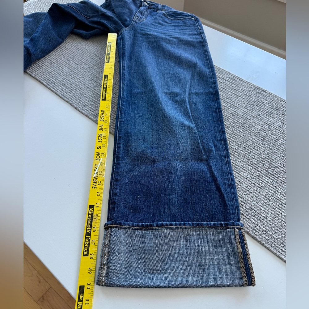 J. Crew High-Rise Wide-Leg Cuffed Jeans in Medium Blue - Picture 15 of 16
